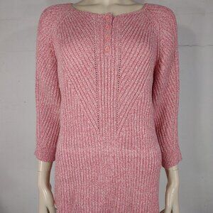 Sundance pink white heathered cotton blend pullover sweater ladies XL X-Large
